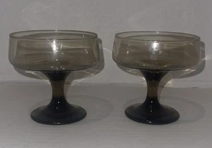 Vintage Libbey Accent Tawny farbiges Glas Champagner Coupe 2er Set - Bild 1 von 3