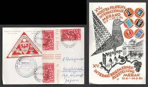 Italia 1962 Exposición Filatélica Merano Merano. Tarjeta par de canaletas Europa - Imagen 1 de 3