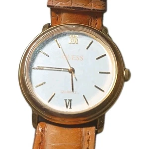 Guess Inc 1992 Casual Brown Leather Japan Movement Women's Wristwatch WORKS!! - Picture 1 of 4