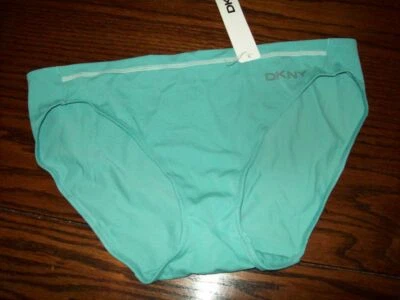 NUEVO CON ETIQUETAS BRAGAS BIKINI DKNY NYLON SPANDEX LOGO 443091 5DZ AQUA L Foto 1 de 2