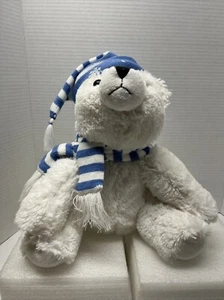 Juguete de peluche Polar Bear Animal Adventure 2009 invierno 14" largo blanco y azul - Imagen 1 de 7