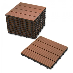 11er Set WPC Terrassenfliesen 30 x 30 cm teak B-Ware 42301 - Bild 1 von 7