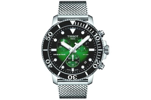 New Tissot Seastar 1000 Chrono Green Gradient Dial Mesh Strap T120.417.11.091.00 - image 1 of 4