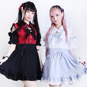 JIRAI KEI lolita protagonist DOLL lace cold shoulder keyhole shirt dress JJ2523 - Picture 1 of 7