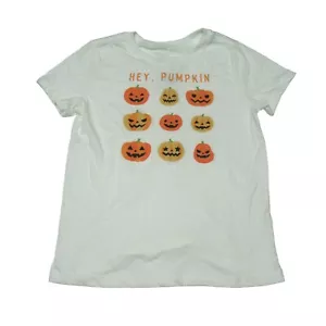 Womens Size M Short Sleeve Graphic T-Shirt 'Hey, Pumpkin' Halloween White - Picture 1 of 7