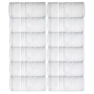 100% Cotton Face Towel Set 600GSM Soft Absorbent 13"x13" White 12 Pcs Washcloth - Picture 1 of 11