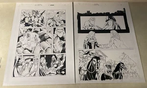 MEDIEVAL LADY DEATH BELLADONNA #1 original art 2 PAGES 2005 GARGOYLES ATTACK - Picture 1 of 4