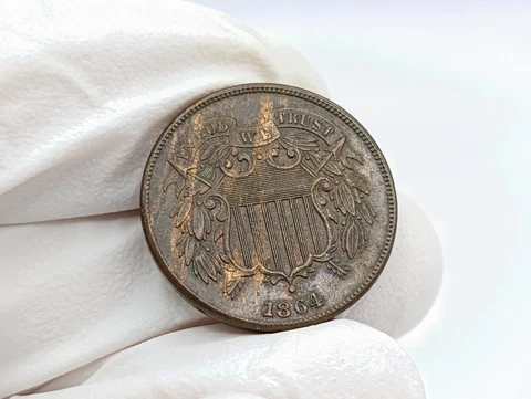 1864 Two Cent Piece **SOLID AU DETAILS, ORIGINAL CONDITION, GREAT PIECE!** Cover