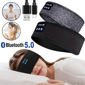 Wireless Bluetooth 5.0 Stereo Eye Mask Headphones Earphone Sleep Music Headband - Picture 1 of 13