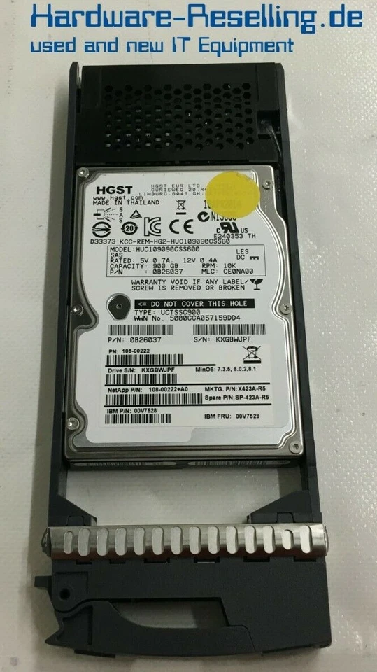 NetApp 900GB SAS 10K 128MB 12G HUC109090CSS60 111-00721+A0 0B26037 - Bild 1 von 1