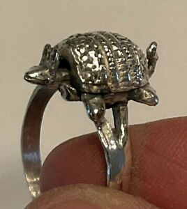 Sterling Silver Articulated Armadillo Ring Size 8 1/4 Tail Legs Head Move 3.67gr