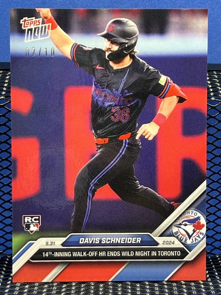 2024 Topps Now DAVIS SCHNEIDER Blue Jays RC 14th Inning Walk Off Red 02/10 - Image 1 of 2