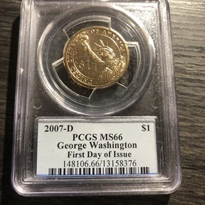 2007-D George Washington Uncirculated Dollar PCGS MS66 - First Day of Issue - Picture 1 of 2