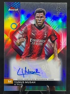 Yunus Musah 2023-24 Topps Finest UCL REFRACTOR AUTOMÁTICO #A-YM USMNT AC Milan - Imagen 1 de 2