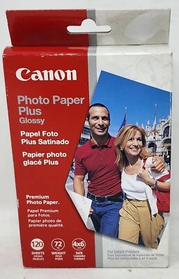 Новый Canon фотобумага плюс глянцевый 120 листов (4 x 6») запечатанный новый в коробке с Ярлыками 72 фунтов - Изображение 1 из 4