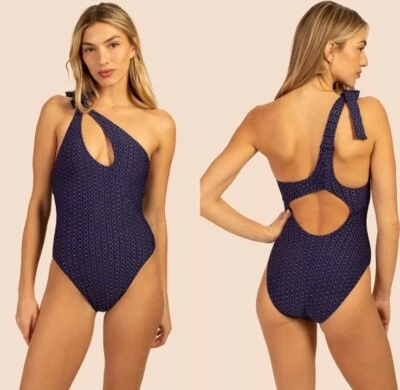NWOT  Trina Turk 8 Adeline Maillot One Shoulder One Piece Swimsuit Navy $162 - Image 1 of 4