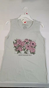 Fifth Sun Damen grau Tank Top Shirt grau rosa geblümt. Grow Your Own Way (MED) - Bild 1 von 2
