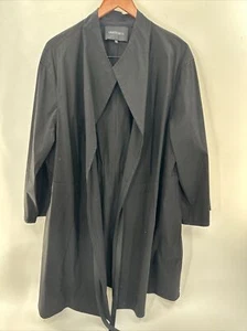 Lafayette 148 New York Black Cotton Jacket Front Plus 3X Tie front T86 - Picture 1 of 7