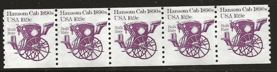 US Scott #1904, Coil of 5 1982 Hansom Cab 10.9c FVF MNH - Image 1 of 1