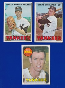 3 YANKEES LOT 1969 TOPPS #626 GENE MICHAEL 1967 #277 77 STEVE WHITAKER D WOMACK 