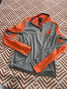 Clemson Tigers Pullover Größe Jugend Large 14/16 grau Viertelreißverschluss orange - Bild 1 von 10