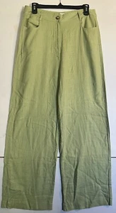 PANTALONE DONNA EMORY PARK TAGLIA LARGE MISTO LINO VERDE GAMBA LARGA VITA ALTA - Foto 1 di 11
