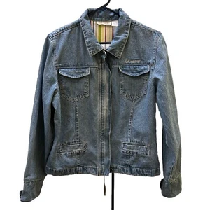 Longaberger Homestead Jeansjacke gesticktes Logo Reißverschluss vorne Größe Large gebraucht, in einwandfreiem Zustand - Bild 1 von 9