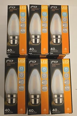 6x B22 LED Candle Light Bulbs, 4W 40W Non-Dimmable Pearl Bayonet BC Glass Bulbs  - Image 1 of 3