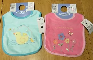 NWT Carter's Starters Vintage Two Terry ~ I love GRANDPA / I LOVE MY DADDY BIBS - Picture 1 of 3