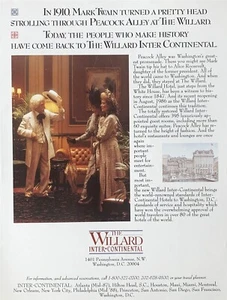 1987 THE WILLARD Inter Continental Hotel Washington D.C Open Aug 86 PRINT AD - Picture 1 of 1