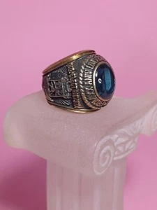Rare Chevalière Universitaire En Or 10 Carats - Foto 1 di 7
