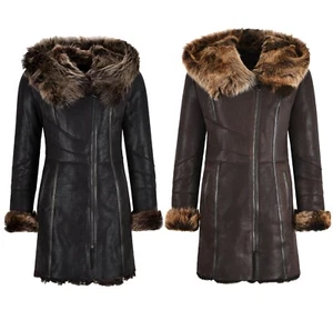 Women Toscana Coat Winters 3/4 Long Jacket Shearling Sheepskin Coat K11211 - Picture 1 of 17