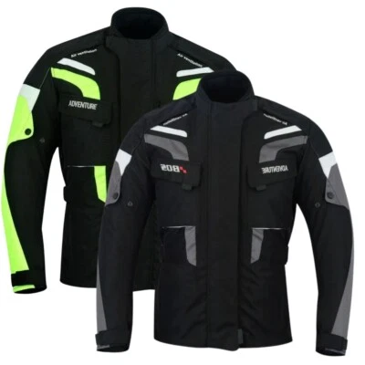 B:O:S Herren Motorrad Textiljacke mit Protektoren schwarz Wind und Wasserdicht Jacke