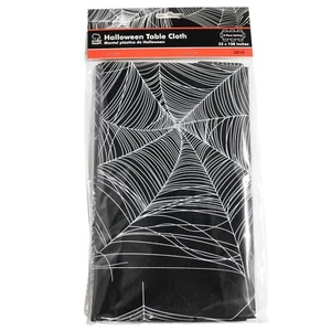 Chef Craft Halloween Web Tablecloth 52x108 Inches Black & White 3pck - Picture 1 of 1