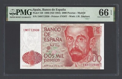 Spain 2000 Pesetas 1980 (ND 1983) P159 Uncirculated Grade 66 - Image 1 of 2