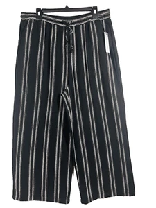 Damenhose gestreift weites Bein Leinenmischung Größe L entspannt künstlerisch Boho Lagenlook neu mit Etikett - Bild 1 von 15