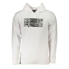 Cavalli Class White Brushed Logo Sweatshirt with Men's Hood Authentic