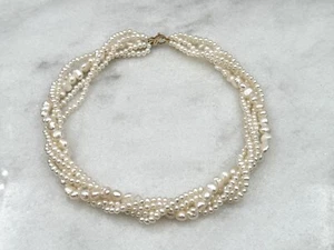 Honora Pearl Freshwater Multi Strand Necklace With 14k Gold Clasp 18” - Picture 1 of 3