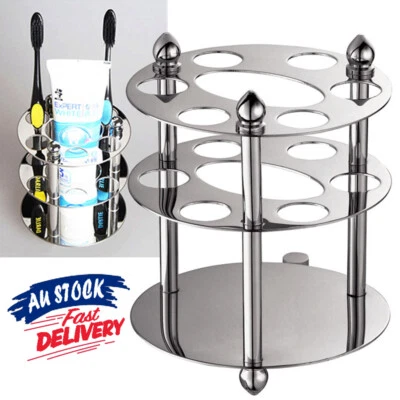 Bathroom Toothpaste Toothbrush Stainless Steel Wall Mounted Holder Storage Stand - image 1 of 4