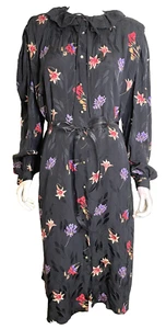 VTG Valentino Studio Mulqueen Floral Silk Dress12 Lace Collar Gold Buttons - Picture 1 of 20