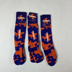 Lot of 3 NEW Nickelodeon Kids Crew Socks Purple Orange Y2K - Picture 1 of 9