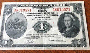 NEDERLANDSCH-INDIE 1943 Dutch Indies 1 Gulden - Picture 1 of 2