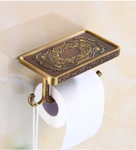 Toilet Paper Holder Wall Mounted Vintage Classic Bathroom Antique Brass Roll Tis - Picture 1 of 12