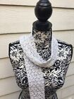 Scarf- Hand Crochet Glitter Scarf Shimmering Long Light Weight Silver Gray Color