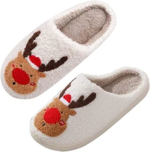 Süße Slipper Elch Slide Weihnachtsgeschenk Rentier Cartoon Muster Pantoffeln Unisex - Bild 1 von 6