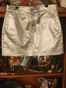 Calvin Klein Short Silver Metallic Skirt, NWT, 29, Super Cute! - Picture 1 of 6