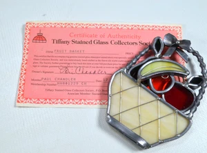 Cesto frutta prendisole vintage 1991 Tiffany vetro colorato con certificato e scatola - Foto 1 di 12