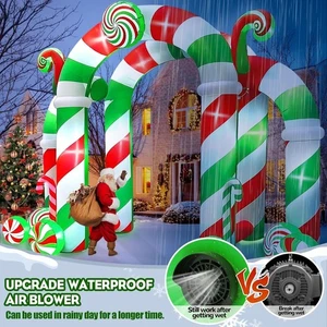 13FT Christmas Archway Inflatables with LED Light, Giant Xmas Candy Arch Inflata - Picture 1 of 5