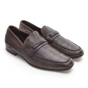 Men Salvatore Ferragamo Gancini Embossed Bit Loafers 10.5 EE Brown Leather Shoes - Picture 1 of 8