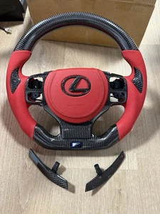 Red Carbon Fiber Steering Wheel + Paddle shifters Lexus IS500 IS300 IS350 RC350 - Picture 1 of 8